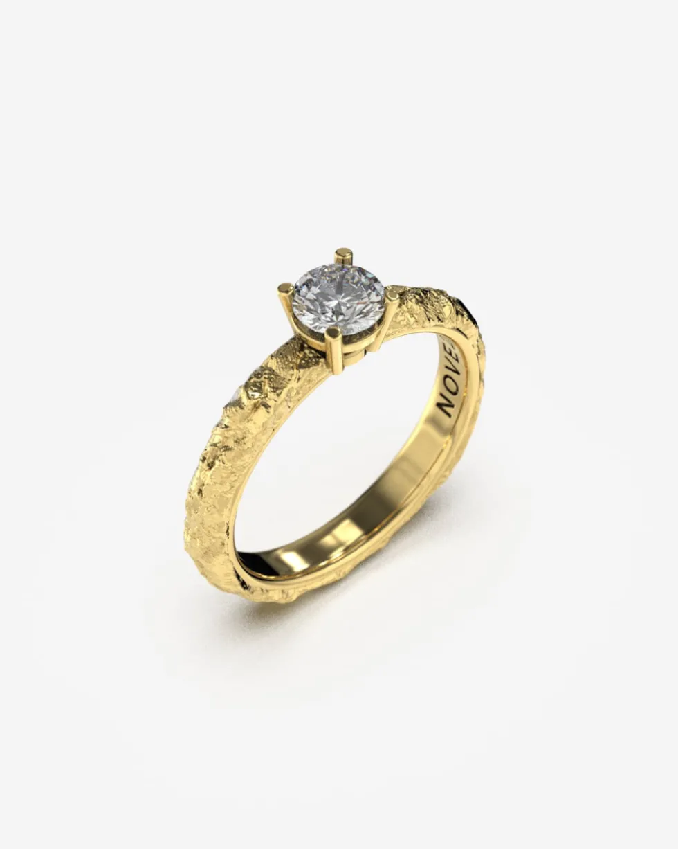 ANELLO SOLITARIO ROCCIA ARGENTO CON DIAMANTE