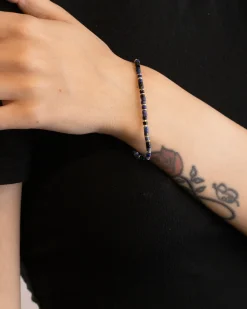 BRACCIALE CILINDRI MINI BLU PLACCATO ORO