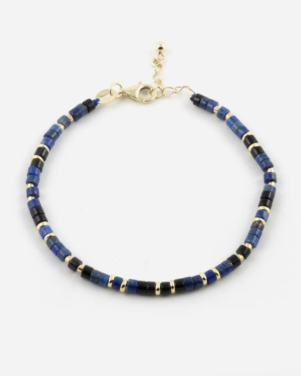 BRACCIALE CILINDRI MINI BLU PLACCATO ORO