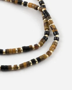 BRACCIALE CILINDRI MINI MARRONI PLACCATO ORO