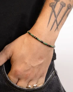 BRACCIALE CILINDRI MINI VERDI PLACCATO ORO
