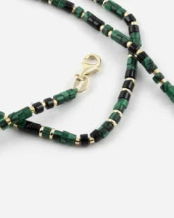 BRACCIALE CILINDRI MINI VERDI PLACCATO ORO