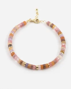 BRACCIALE CILINDRI ROSA PLACCATO ORO