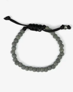 BRACCIALE CORDA CON ELEMENTI TONDI PUNTINATI IN ARGENTO