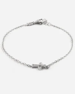 BRACCIALE CROCE GOTICA IN ARGENTO CON BRILLANTI