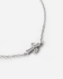 BRACCIALE CROCE GOTICA IN ARGENTO CON BRILLANTI