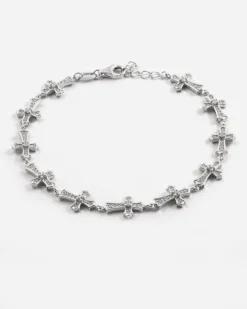 BRACCIALE CROCI GOTICHE IN ARGENTO CON BRILLANTI