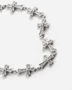 BRACCIALE CROCI GOTICHE IN ARGENTO CON BRILLANTI