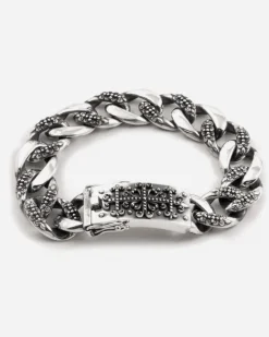 BRACCIALE GRUMETTA CON TEXTURE GOTICA ALTERNATA TRINIDAD IN ARGENTO