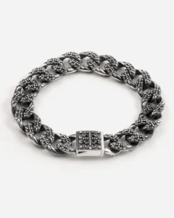 BRACCIALE GRUMETTA CON TEXTURE GOTICA INSIGNA IN ARGENTO