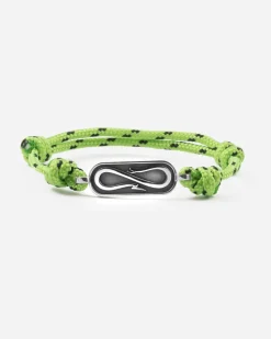 BRACCIALE IN CORDA VERDE CON TARGA PROPAGANDA W/ NOVE25 IN ARGENTO