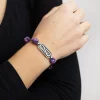 BRACCIALE IN CORDA VIOLA CON TARGA PROPAGANDA W/ NOVE25 IN ARGENTO