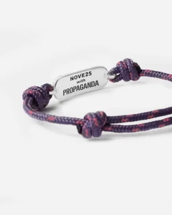 BRACCIALE IN CORDA VIOLA CON TARGA PROPAGANDA W/ NOVE25 IN ARGENTO