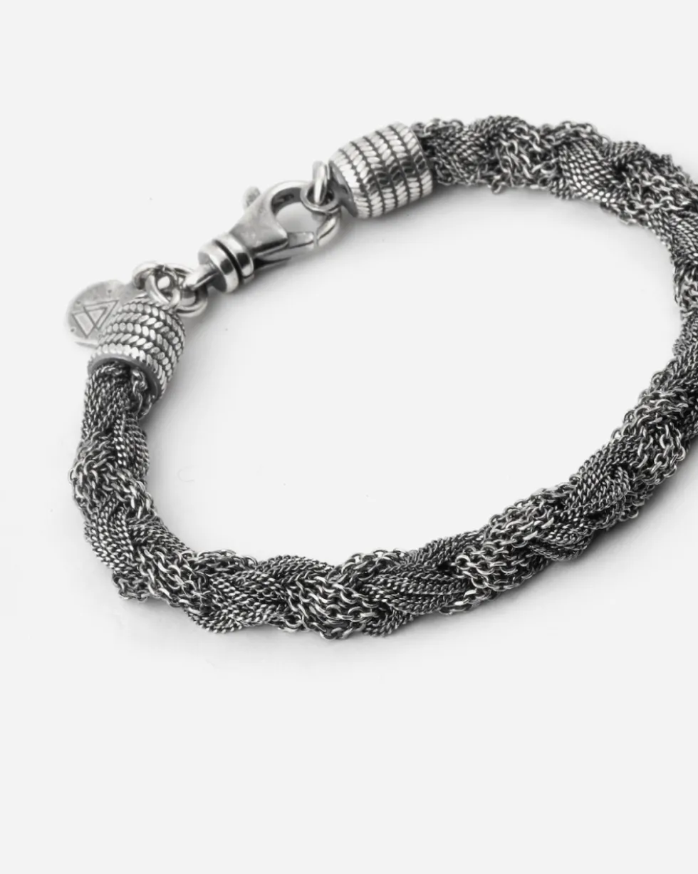 BRACCIALE INTRECCIO MIXED TEXTURE IN ARGENTO