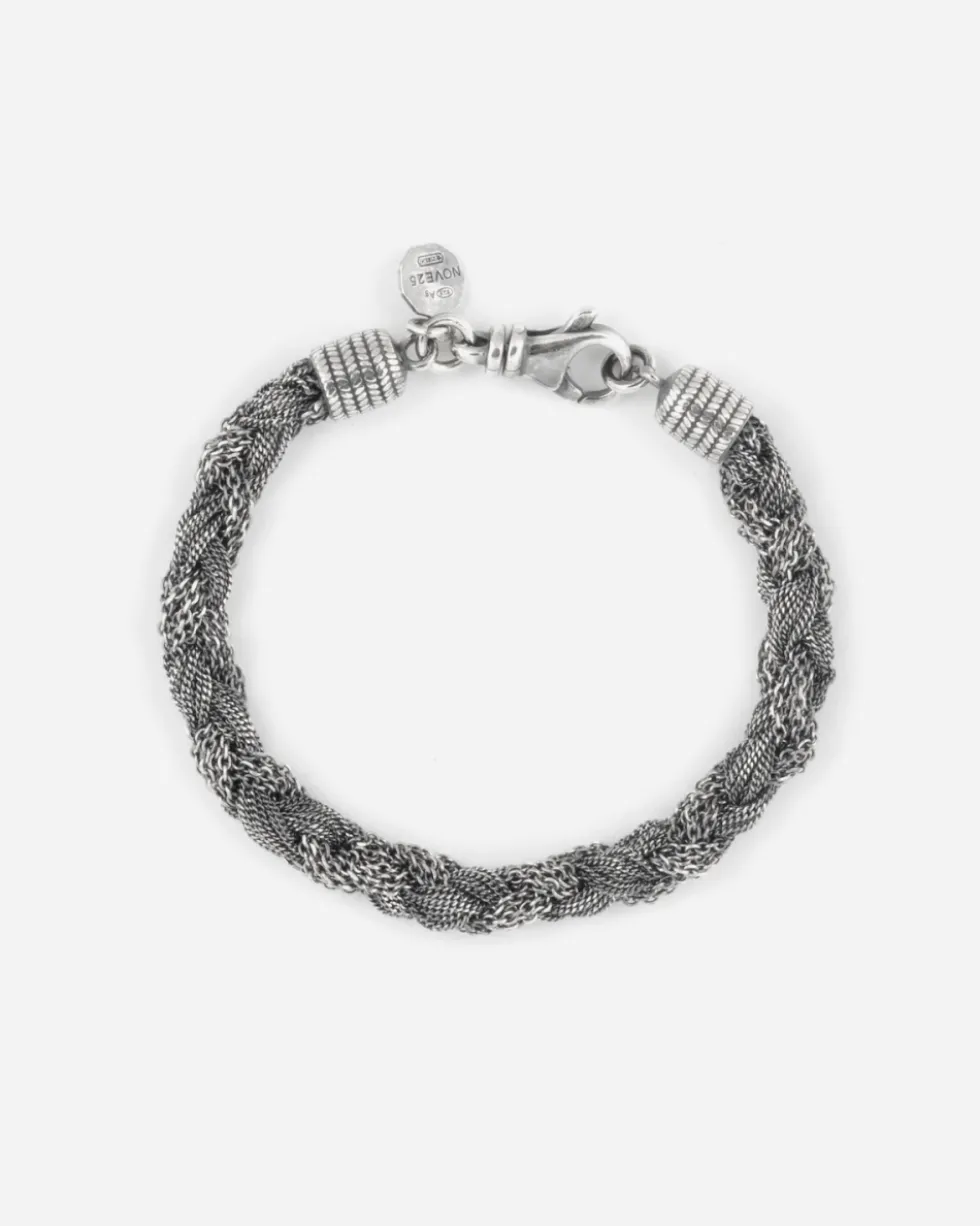 BRACCIALE INTRECCIO MIXED TEXTURE IN ARGENTO
