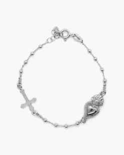 BRACCIALE ROSARIO CUORE EX-VOTO E CROCE GOTICA