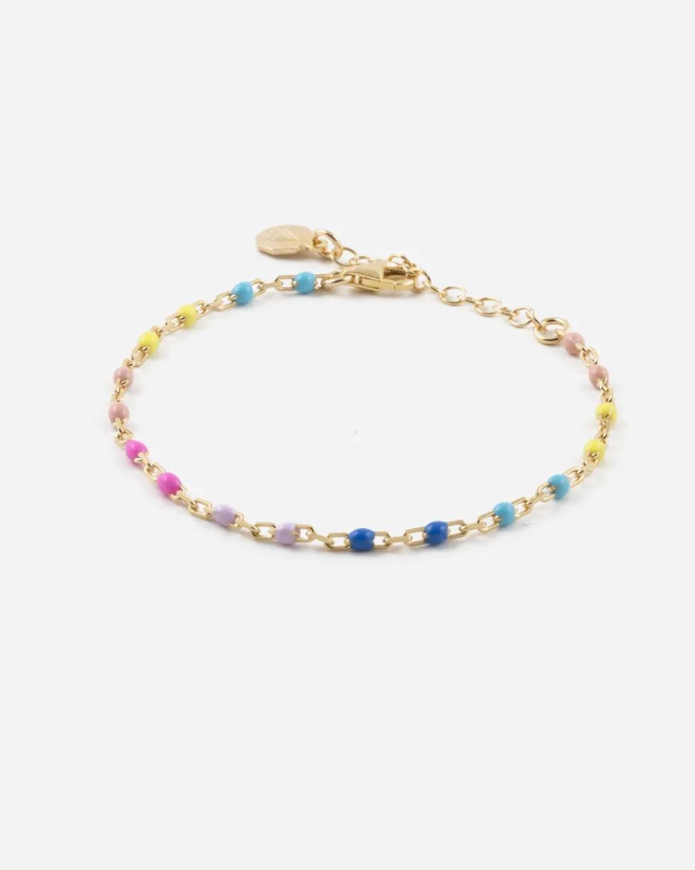 BRACCIALE SMALTO MULTICOLOR GRANDE PLACCATO ORO