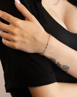 BRACCIALE SMALTO MULTICOLOR GRANDE PLACCATO ORO