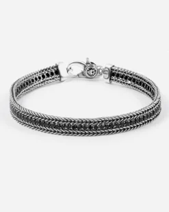 BRACCIALE TENNIS DOPPIA CODA DI VOLPE BLACK BOLD FOXTAIL IN ARGENTO CON BRILLANTI