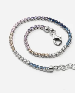 BRACCIALE TENNIS GRADIENT IN ARGENTO CON PIETRE MULTICOLOR