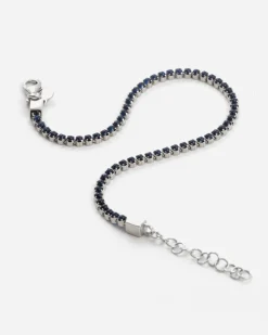 BRACCIALE TENNIS IN ARGENTO CON PIETRE BLU CABOCHON