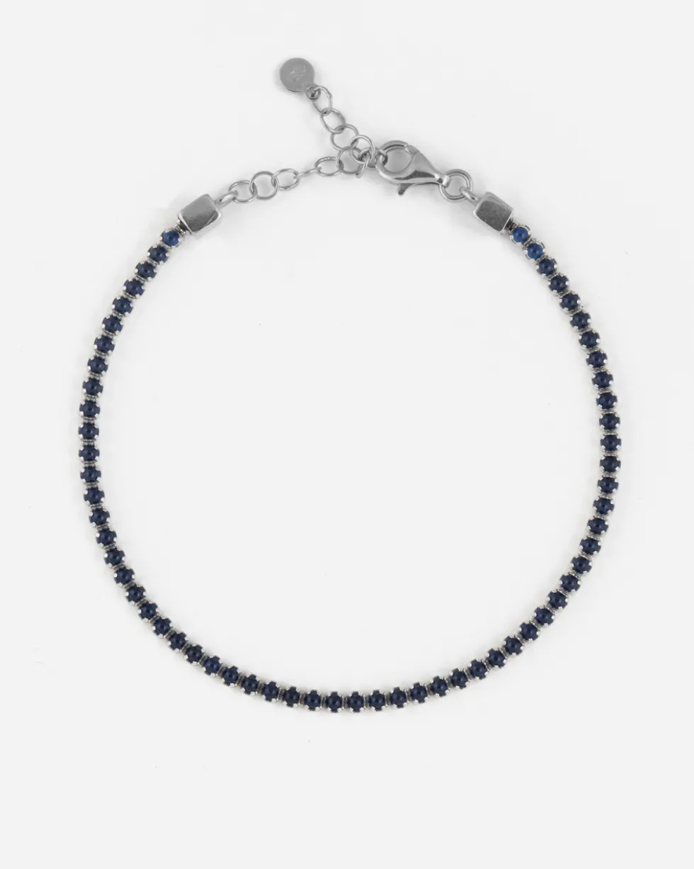 BRACCIALE TENNIS IN ARGENTO CON PIETRE BLU CABOCHON
