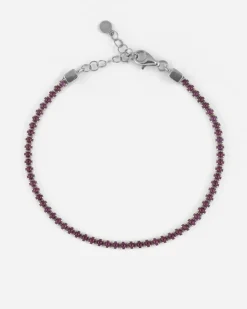 BRACCIALE TENNIS IN ARGENTO CON PIETRE FUCSIA CABOCHON