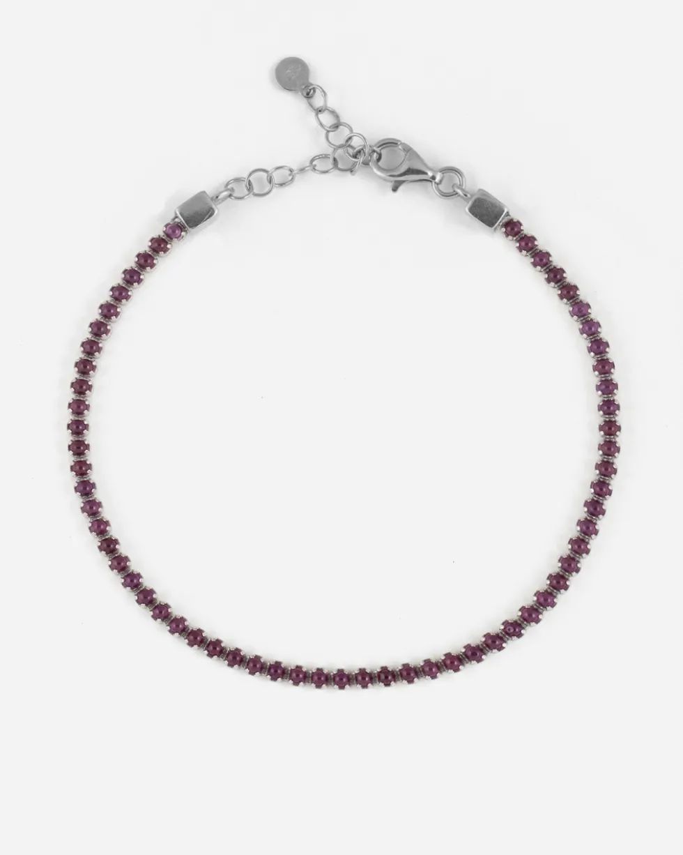 BRACCIALE TENNIS IN ARGENTO CON PIETRE FUCSIA CABOCHON