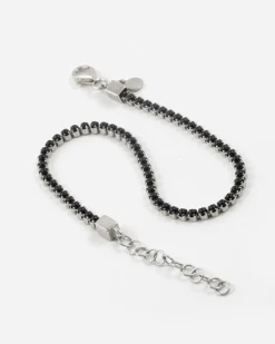 BRACCIALE TENNIS IN ARGENTO CON PIETRE NERE CABOCHON