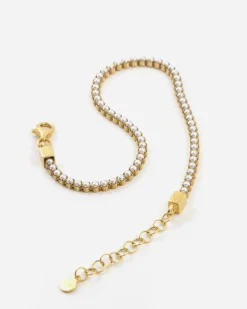 BRACCIALE TENNIS PLACCATO ORO CON PERLE CABOCHON