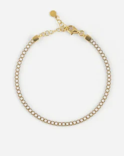 BRACCIALE TENNIS PLACCATO ORO CON PERLE CABOCHON