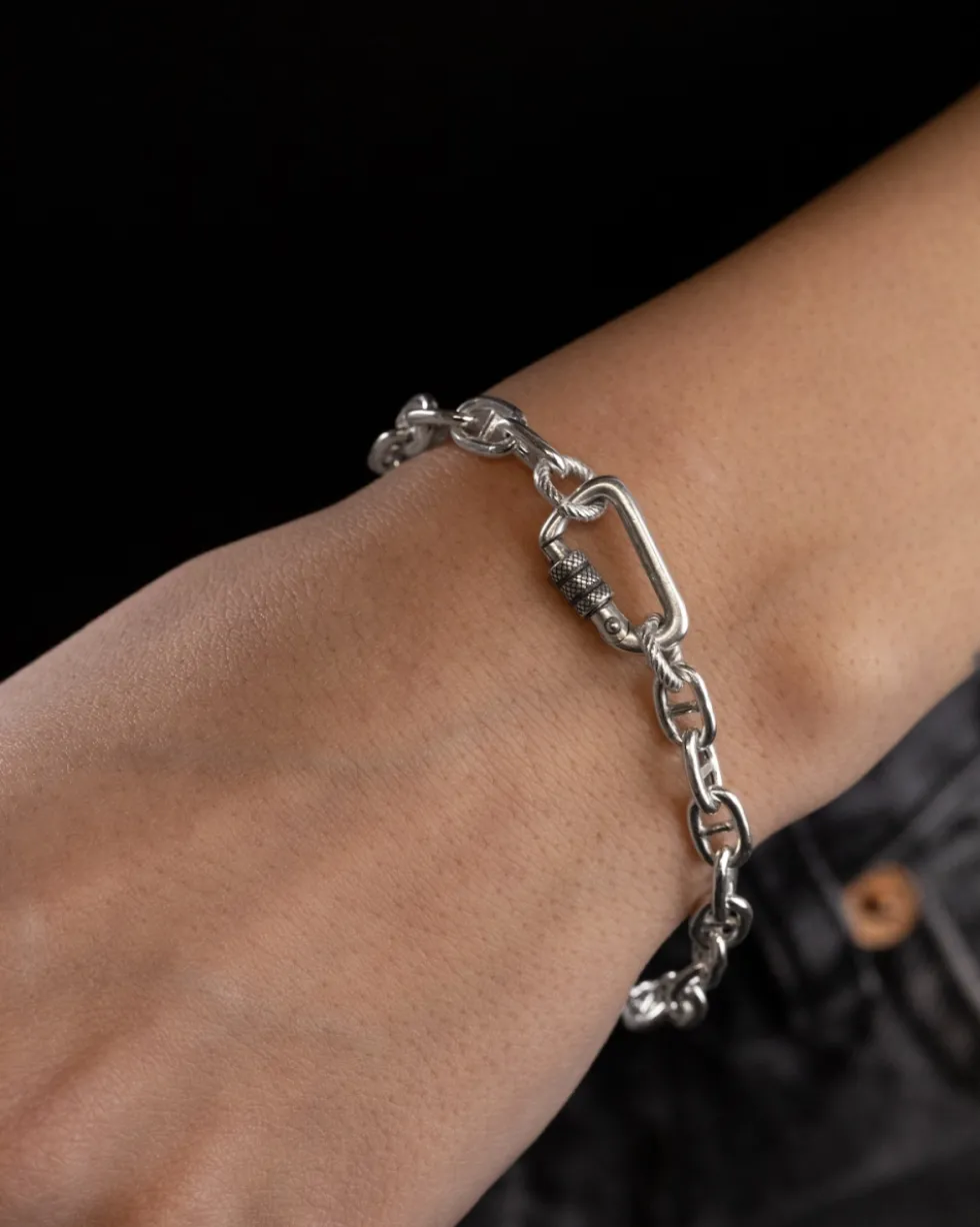 BRACCIALE TRAVERSINO 150 IN ARGENTO CON MOSCHETTONE