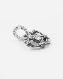 CIONDOLO CHARM CUORE FILO SPINATO ARGENTO CON DIAMANTE