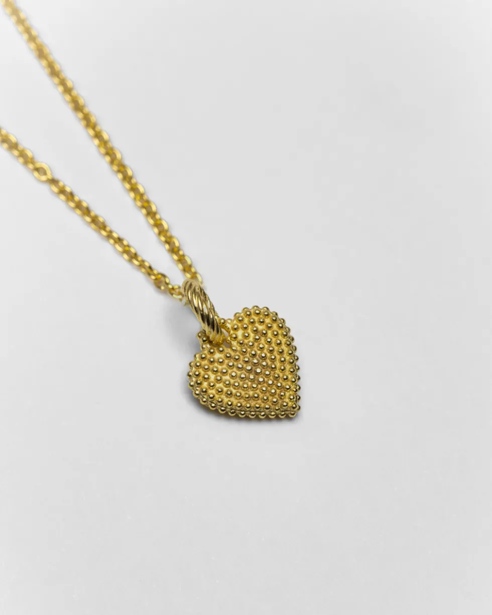 CIONDOLO CHARM CUORE PUNTINATO PLACCATO ORO