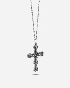 CIONDOLO CROCE GOTICA GRANDE MILAGRO IN ARGENTO
