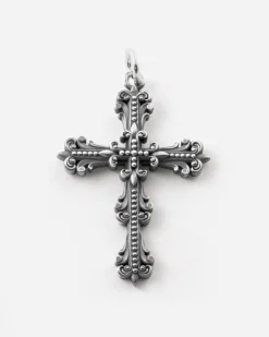 CIONDOLO CROCE GOTICA GRANDE MILAGRO IN ARGENTO