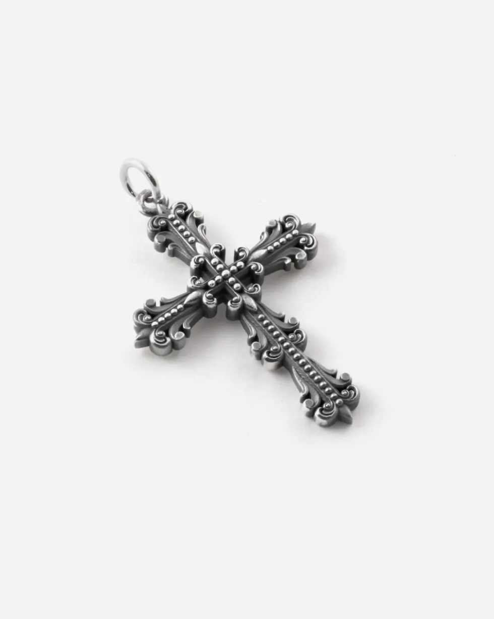 CIONDOLO CROCE GOTICA GRANDE MILAGRO IN ARGENTO
