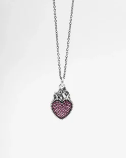 CIONDOLO CUORE GLITTERING EX-VOTO IN ARGENTO CON BRILLANTI