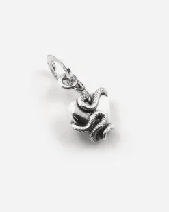 CIONDOLO MINI CHARM CUORE CON SERPENTE IN ARGENTO