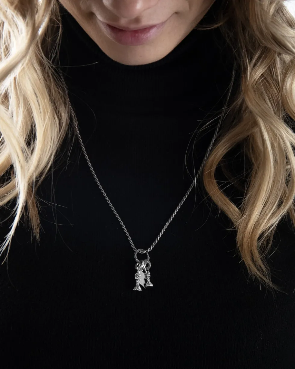 CIONDOLO MINI CHARM CUORE PUNTINATO IN ARGENTO