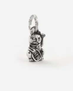 CIONDOLO MINI CHARM GATTO CINESE MANEKI NEKO IN ARGENTO