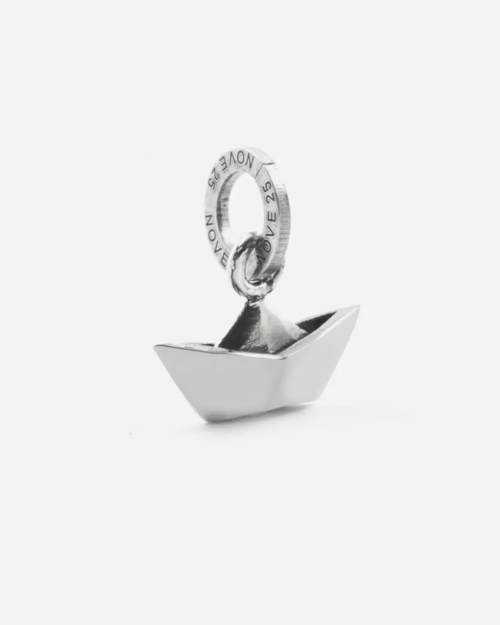 CIONDOLO MINI CHARM ORIGAMI BARCA IN ARGENTO