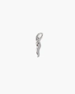 CIONDOLO PORTAFORTUNA CORNO PICCOLO IN ARGENTO RODIATO