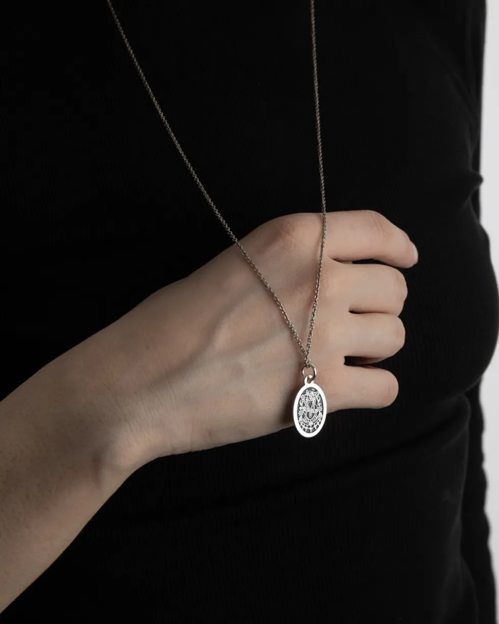 CIONDOLO SANTINO MADONNA ADDOLORATA 7 SPADE IN ARGENTO