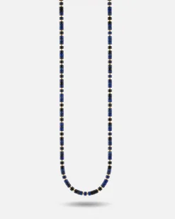 COLLANA CILINDRI MINI BLU PLACCATA ORO