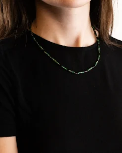 COLLANA CILINDRI MINI VERDI PLACCATA ORO