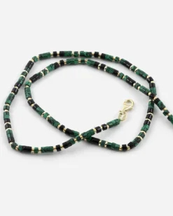 COLLANA CILINDRI MINI VERDI PLACCATA ORO