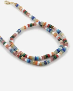 COLLANA CILINDRI MULTICOLOR PLACCATA ORO