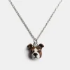 COLLANA CON CIONDOLO AMERICAN STAFFORDSHIRE SMALTATO