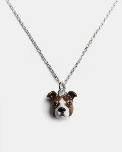 COLLANA CON CIONDOLO AMERICAN STAFFORDSHIRE SMALTATO